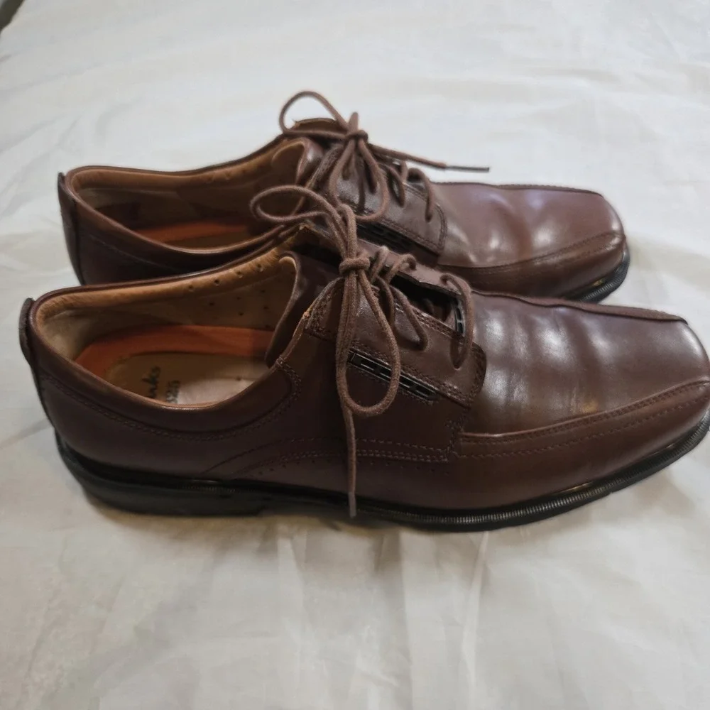 Clarks Unstructured Men's 12M Brown Leather Oxford Comfort Dress Shoes EU 46